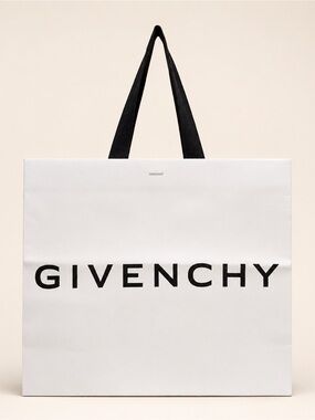 Givenchy Large White Black Logo Shopping Gift Bag Tote